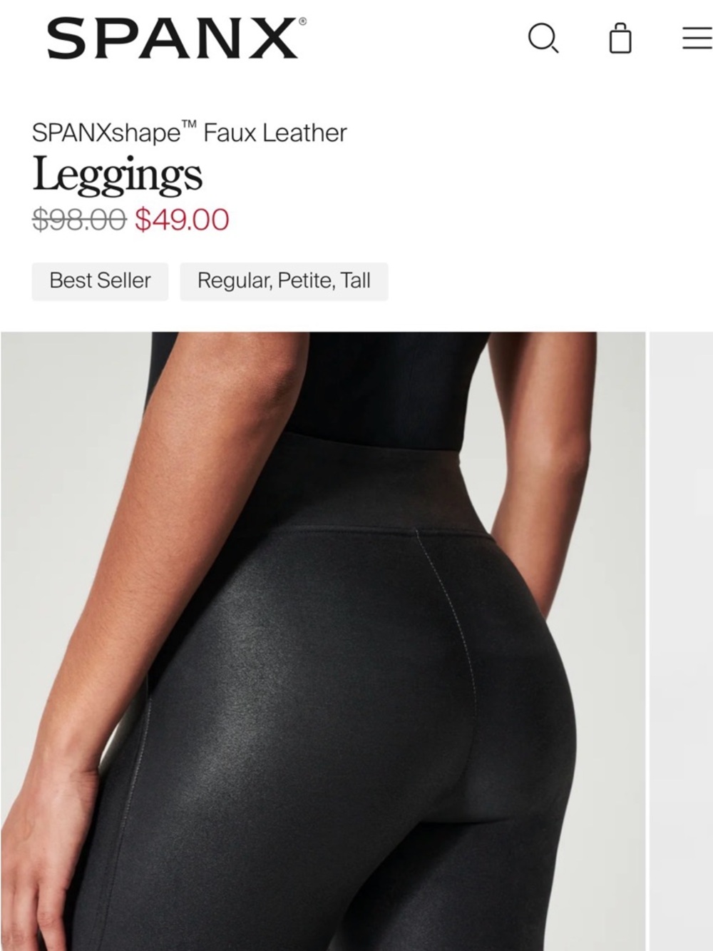SPANX Faux Leather Leggings — petite small - Picture 1 of 4